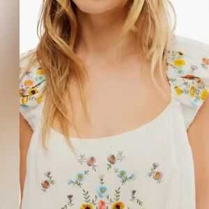 FP Movement by Free People White Dress with Floral Embroidery